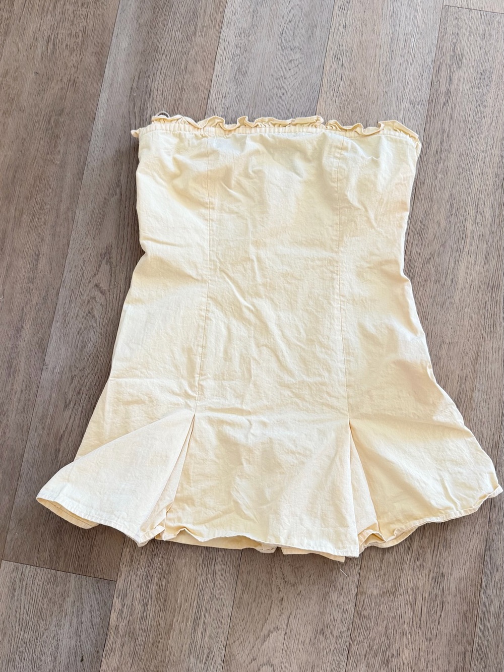 Lioness Pale Yellow Strapless Mini Skirt with Flared Hem